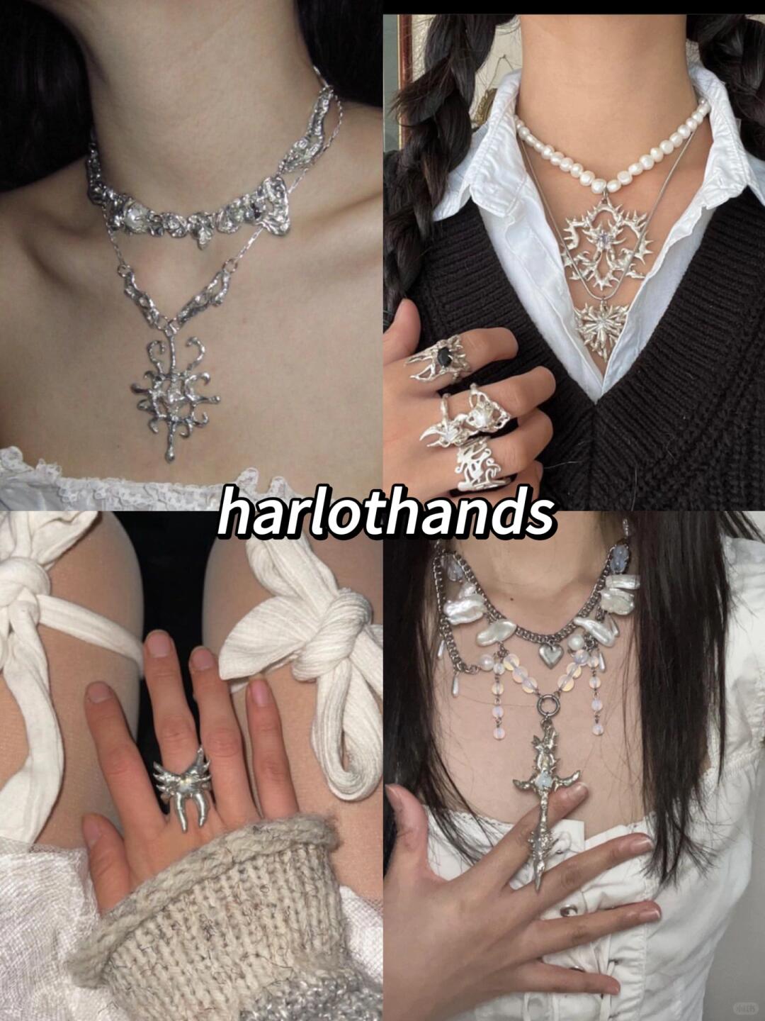 Harlot Hands silver necklaces, rings and sculptural hand jewelry.